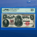 Fr.87 1907 $5 Five Dollars Bill "WOODCHOPPER" Legal Tender Note, PMG 25