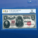 Fr.91 1907 $5 Five Dollars Bill "WOODCHOPPER" Legal Tender Note, PCGS 30