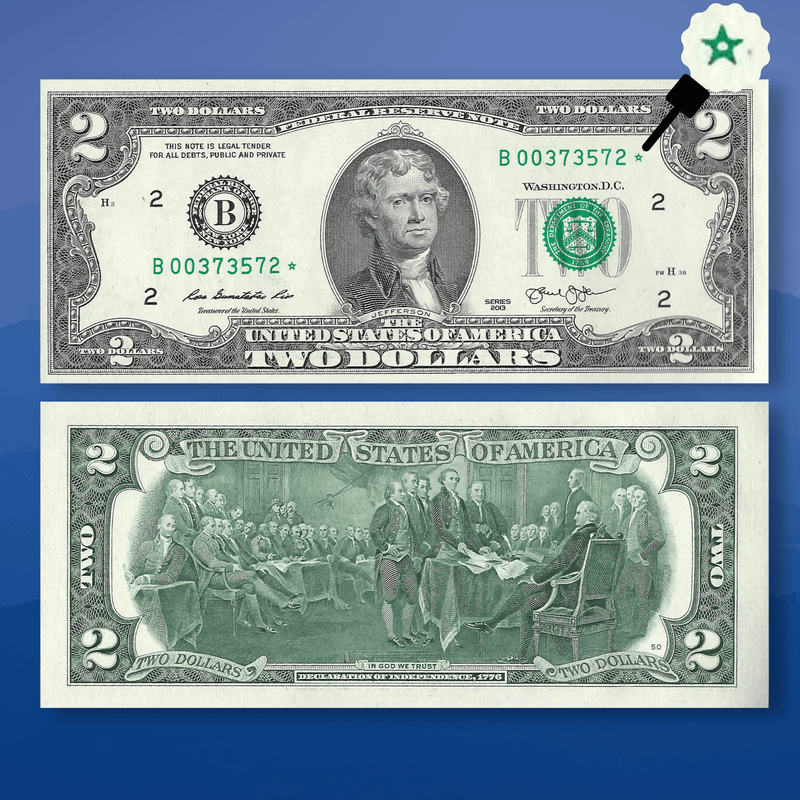 FRN / Uncirculated / 2013 FRN 2013 $2 Two Dollars Star Notes, B*(New York)