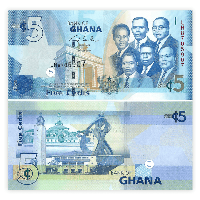 Ghana Banknotes / Uncirculated Ghana Set of 3 Pcs 1-2-5 Cedi