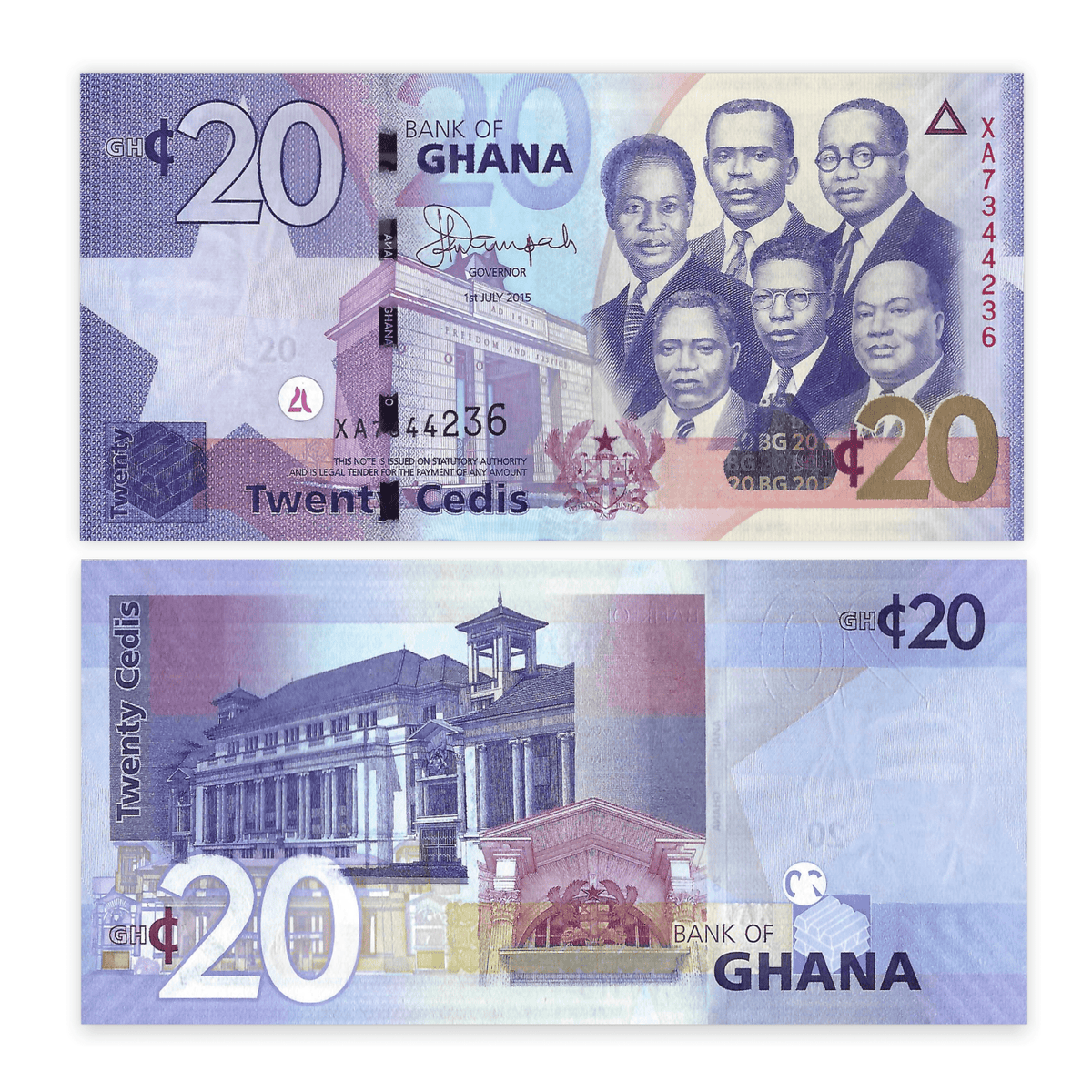 Ghana Set 6 Pcs 1-2-5-10-20-50 Cedis 2015/2016 | P-37-42