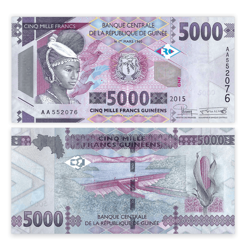 Guinea Banknotes / Uncirculated Guinea Set 7 Pcs 2018 100-500-1000-2000-5000-10000-20000 Francs | P-47-New