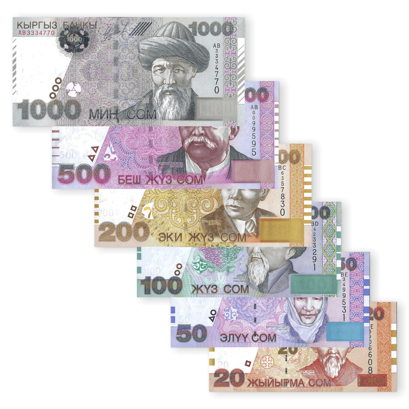 Kyrgyzstan Banknotes / Uncirculated Kyrgyzstan Set 6 Pcs 2000/2004 20-50-100-200-500-1000 Som