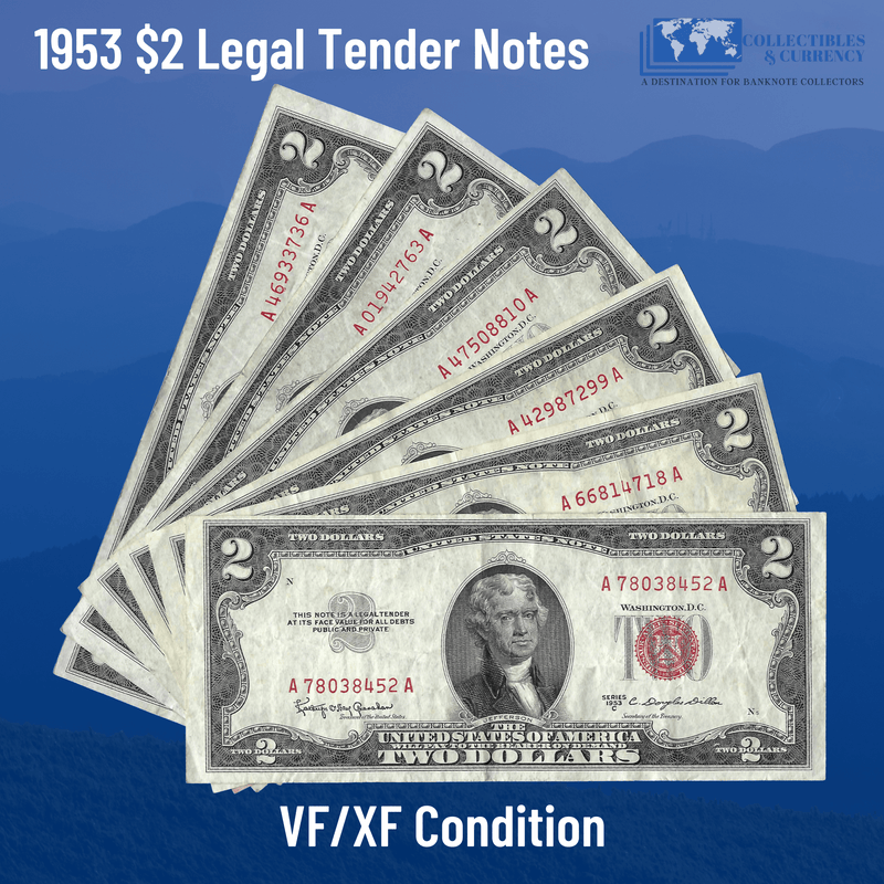 Legal Tender Note / Extremely Fine Legal Tender Notes $2 1953 Red Seal - XF Condition