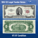 Legal Tender Note / Extremely Fine Legal Tender Notes $2 1953 Red Seal - XF Condition