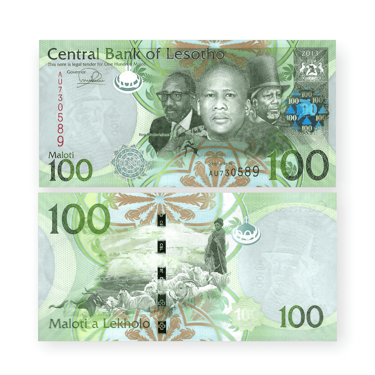 Lesotho Set 5 Pcs 10-20-50-100-200 Maloti 2010/2015 | P-21-25
