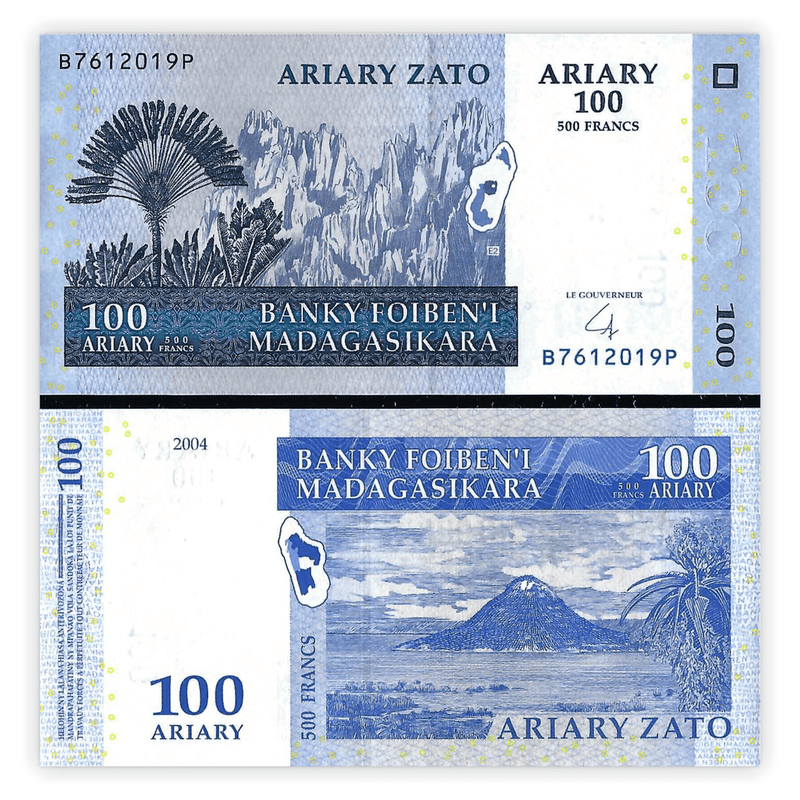Madagascar Banknotes / Uncirculated Madagascar Set of 4 Pcs 100-200-500-1000 Ariary
