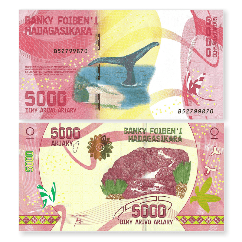 Madagascar Banknotes / Uncirculated Madagascar Set of 8 Pcs 2017 100-20.000 Ariary