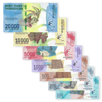 Madagascar Banknotes / Uncirculated Madagascar Set of 8 Pcs 2017 100-20.000 Ariary