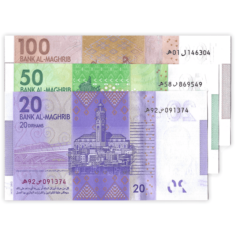 Morocco Banknotes / Uncirculated Morocco Set of 3 Pcs 20-50-100 Dirham