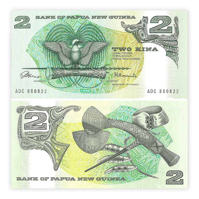 Papua New Guinea Banknotes / Uncirculated Papua New Guinea Set of 2 Pcs 2-5 Kina