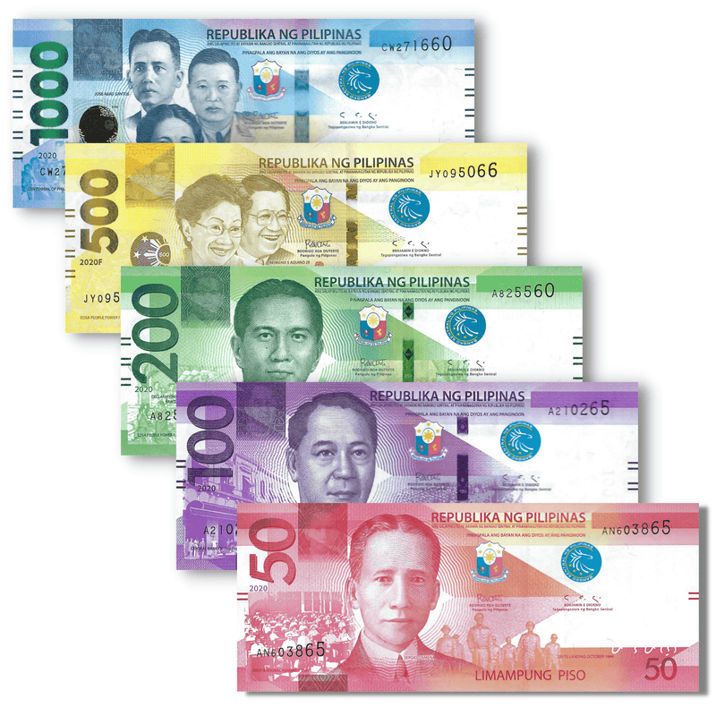 Philippines Banknotes / Uncirculated Philippines Set 5 Pcs 2020 50-100-200-500-1000 Pisos | P-New