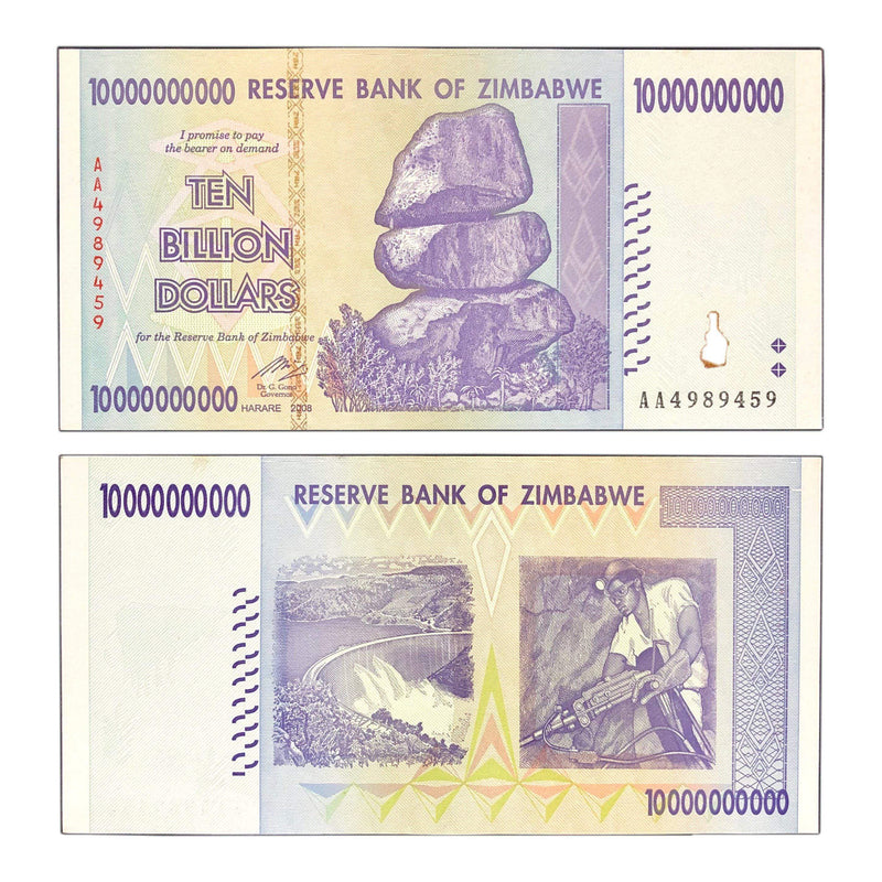 Zimbabwe Banknotes / Uncirculated Set 5 Pcs Zimbabwe Billion Banknotes 2008 Series AA/AB ( Uncirculated )
