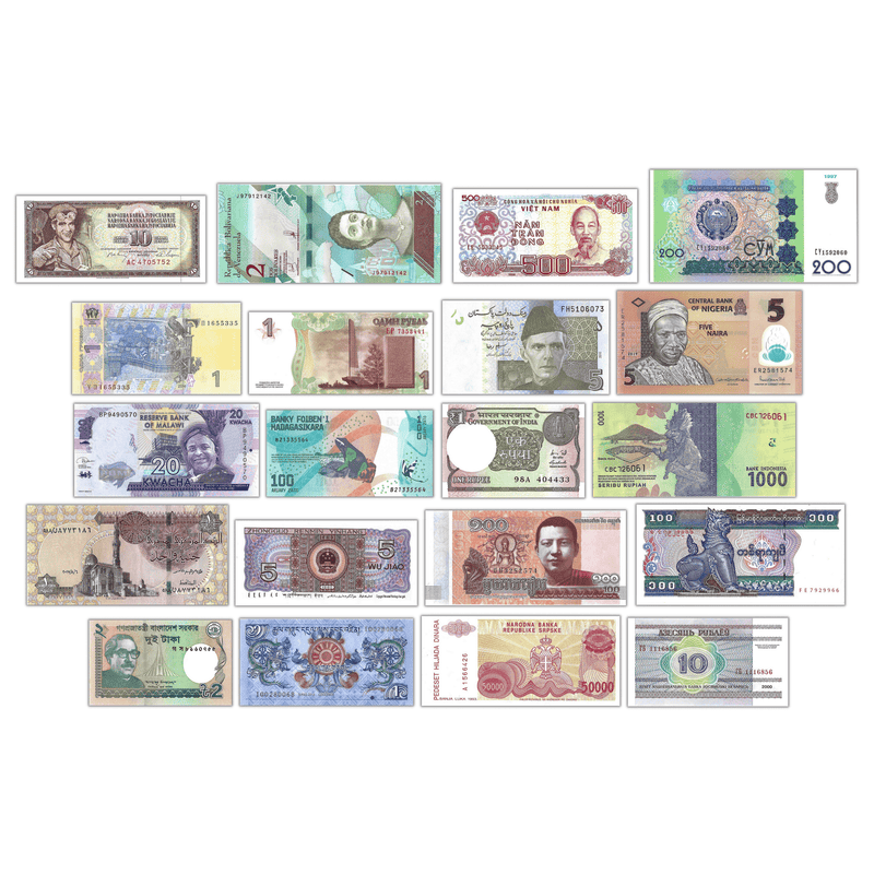 Uncirculated The C&C Basic Collection - Set of 20 Pcs Different Banknotes From 20 Countries