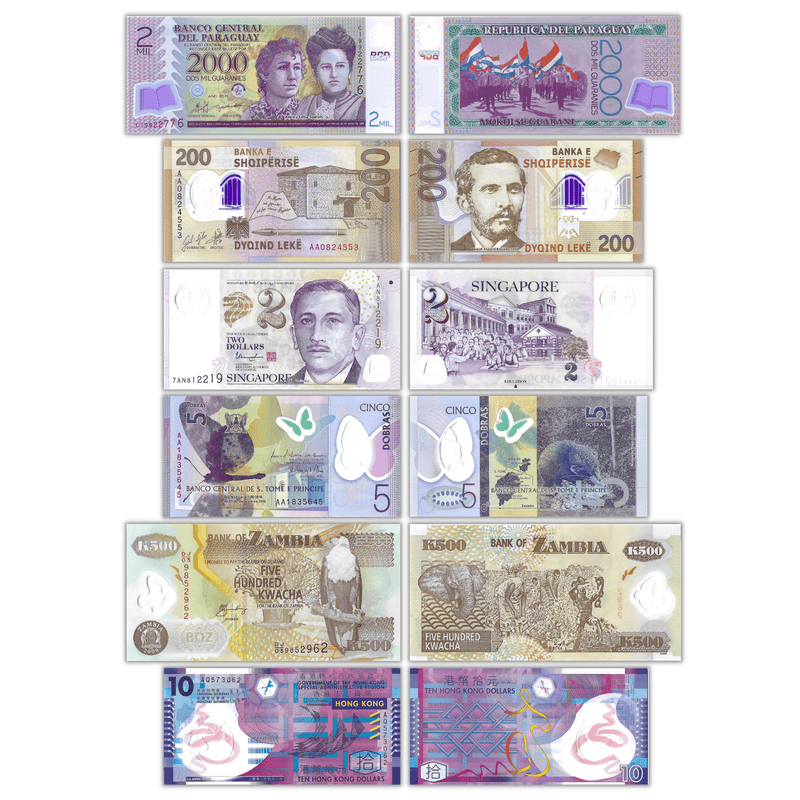Polymer Banknotes / Uncirculated The Essential Polymer Collection - Set of 11 Pcs Banknotes From Different Countries