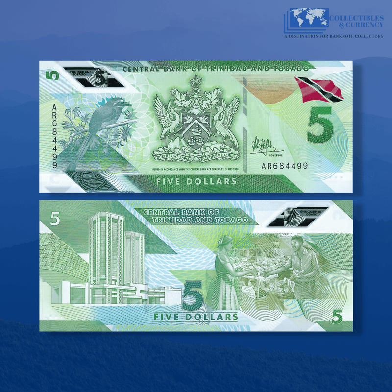 Trinidad and Tobago Banknotes / Uncirculated Trinidad and Tobago Set 5 Pcs 1-5-10-20-50 Dollars | P-New
