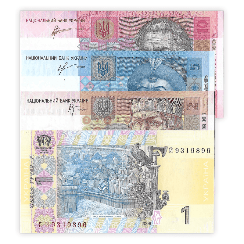 Ukraine Banknotes / Uncirculated Ukraine Set of 4 Pcs 1-2-5-10 Hryven