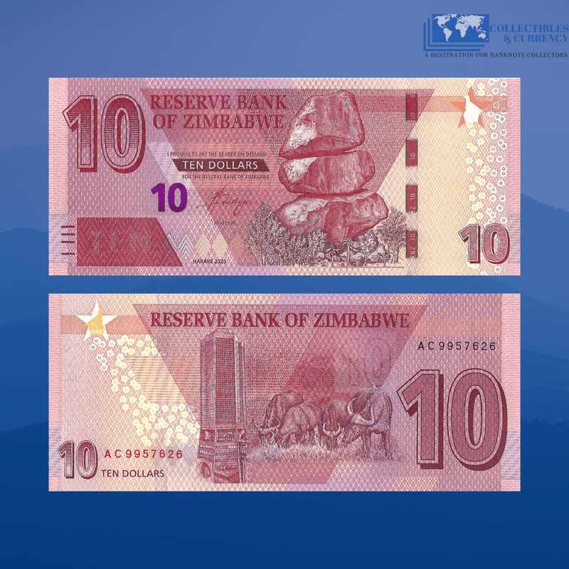 Zimbabwe Banknotes / Uncirculated Zimbabwe Set 4 Pcs 2-5-10-20 Dollars 2020 | P-New